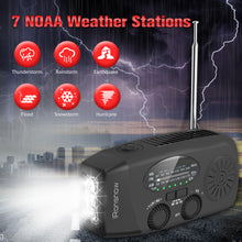 iRonsnow Solar Emergency NOAA Weather Radio Dynamo Hand Crank Self Powered AM FM WB Radios 3 LED Flashlight 2000mAh USB Smart Phone Charger Power Bank SOS Alarm