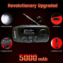 5000mAh Emergency Crank Weather Radio, iRonsnow NOAA/FM/AM Solar Radios, Portable Survival Radio with SOS, Earphone Jack, 1W 4 Modes LED Flashlight, Cell Phone Charger for Camping Hiking
