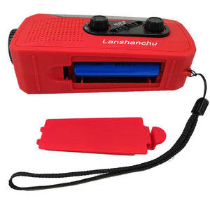 Lanshanchu Solar Emergency NOAA Weather Radio Dynamo Hand Crank Self Powered Dynamo AM FM WB Radio 3 LED Flashlight 2000mAh Smart Phone Charger