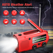 iRonsnow Weather AUTO Alert Emergency Radio, 5000mAh Solar Hand Crank Portable NOAA/AM/FM Radio with SOS Alarm Flashlight Earphone Jack, 14 Lamps Reading Light Cellphone Charger