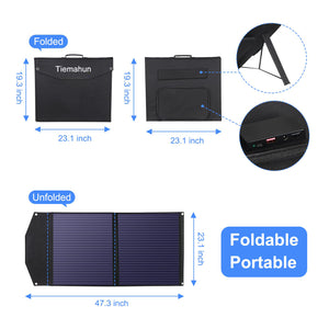 Tiemahun 120W Portable Solar Panel for Power Station,Foldable Solar Panel with DC5521 4-in-1 Cable, IP65 Waterproof Folding Panel Solar for Solar Generators,Camping, Outdoor and RV