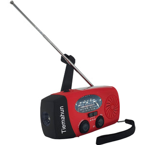 Tiemahun 2000mAh SOS Alarm Emergency Weather Radio, 3LED Type-C Hand Crank Solar Battery Operated Wind Up Radio Flashlight, NOAA AM FM Portable Radio Cell Phone Charger Survival Kit