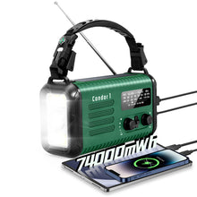 iRonsnow - Condor 1, Emergency Crank Radio, 20000mAh / 74000mWh Weather Radio, Solar Hand Crank Radio with NOAA/AM/FM, Battery Powered Radio with Cell Phone Charger, Reading Lamp, Flashlight & SOS for Emergencies/Home