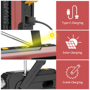 Newest iRonsnow Solar Emergency NOAA Weather Radio Dynamo Hand Crank Self Powered Dynamo AM FM WB Radio 3 LED Flashlight 2000mAh Smart Phone Charger Power Bank SOS