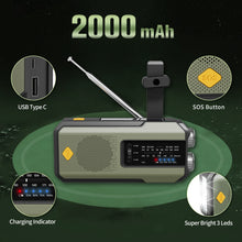 Newest iRonsnow Solar Emergency NOAA Weather Radio Dynamo Hand Crank Self Powered Dynamo AM FM WB Radio 3 LED Flashlight 2000mAh Smart Phone Charger Power Bank SOS