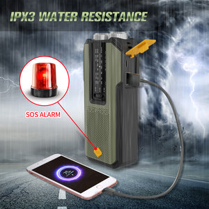 Newest iRonsnow Solar Emergency NOAA Weather Radio Dynamo Hand Crank Self Powered Dynamo AM FM WB Radio 3 LED Flashlight 2000mAh Smart Phone Charger Power Bank SOS