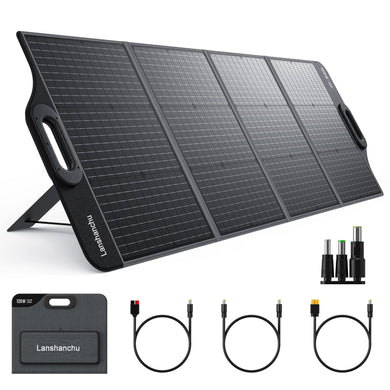 Lanshanchu Portable Solar Panel, 120W/20V Foldable Solar Panel with PD 65W USB-C/USB-A/DC Outputs for Power Station/Battery Pack, High 23% Efficiency, IP68 Waterproof&Dustproof Design for Camping RV Travel
