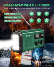 iRonsnow - Condor 1, Emergency Crank Radio, 20000mAh / 74000mWh Weather Radio, Solar Hand Crank Radio with NOAA/AM/FM, Battery Powered Radio with Cell Phone Charger, Reading Lamp, Flashlight & SOS for Emergencies/Home