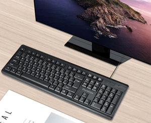 iRonsnow Universal Wired Computer Keyboard, Black – Basic Keyboard - C
