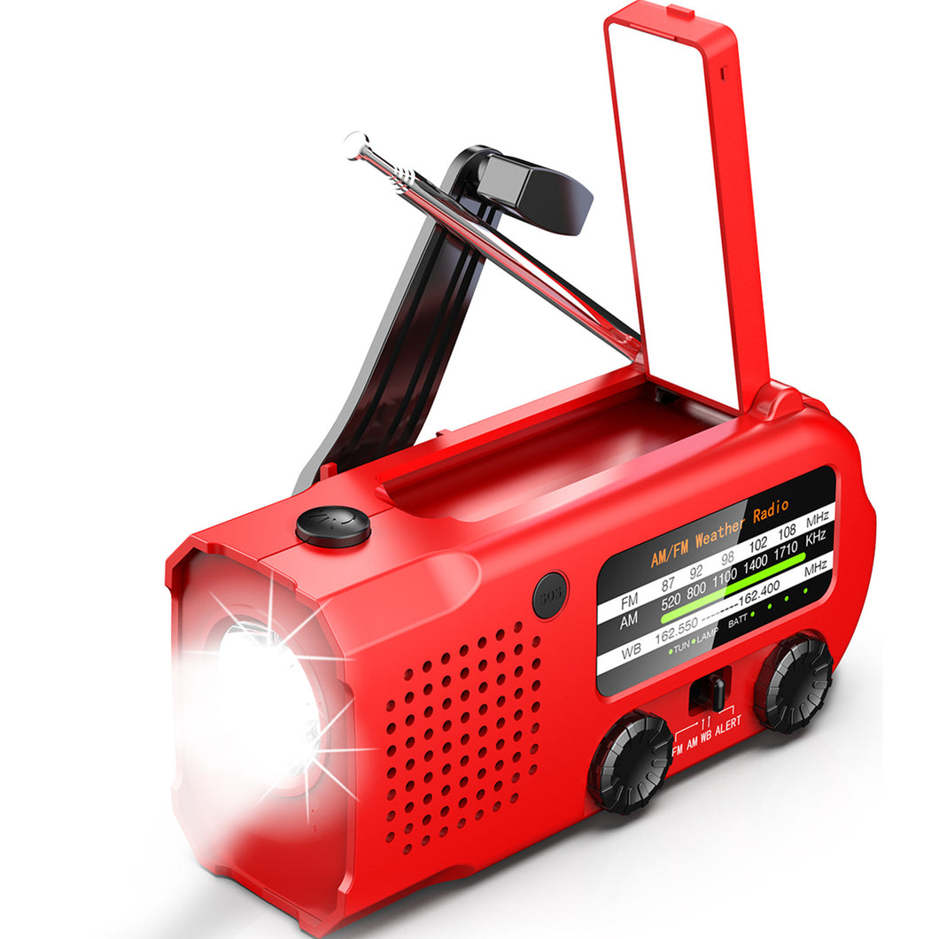 iRonsnow Weather AUTO Alert Emergency Radio, 5000mAh Solar Hand Crank Portable NOAA/AM/FM Radio with SOS Alarm Flashlight Earphone Jack, 14 Lamps Reading Light Cellphone Charger