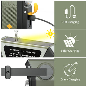 iRonsnow Emergency Weather Radio, Hand Crank Solar FM/AM/NOAA Weather Radio with 1.5W Wind Up Flashlight, 4000mAh Portable Cell Phone Charger with SOS Alarm