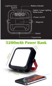 iRonsnow Portable Emergency LED Flood Security Work Light with 5200mAh Power Bank, 1000lm 5500K Waterproof Outdoor Flood Light with Magnets Phone Charger